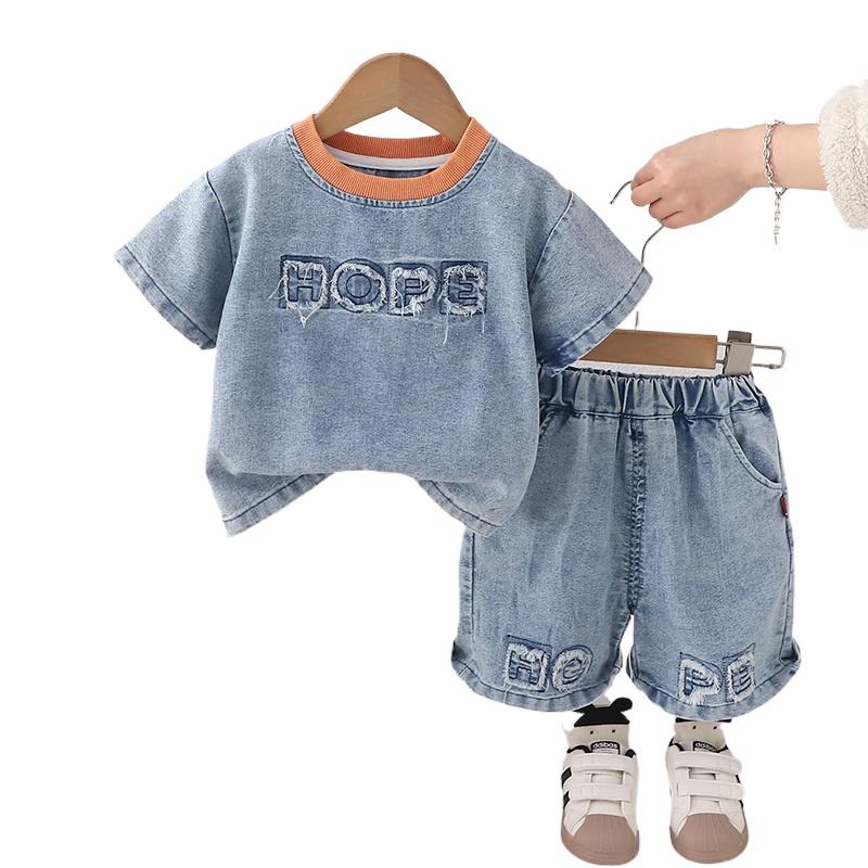 Children Cotton Clothes Summer Boy Causal Denim T-Shirt Short 2Pcs/set Infant Kid Toddler Tracksuit 0-5 Years