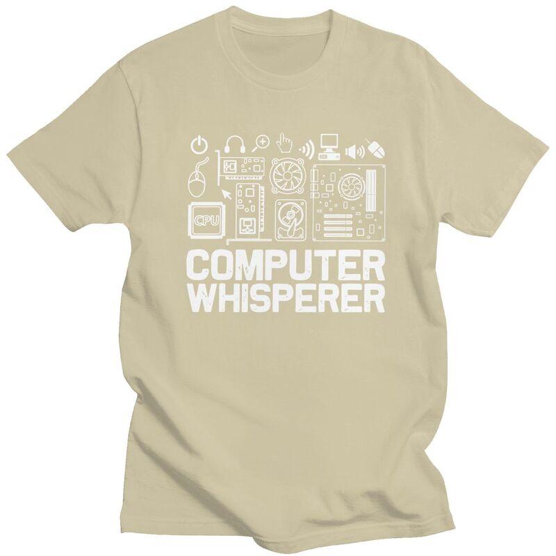 Computer Whisperer Tech Supports Programmer Coder Tshirt Men Short Sleeve Graphic Tee Shirt Loose Oversized Pure Cotton Tee Tops