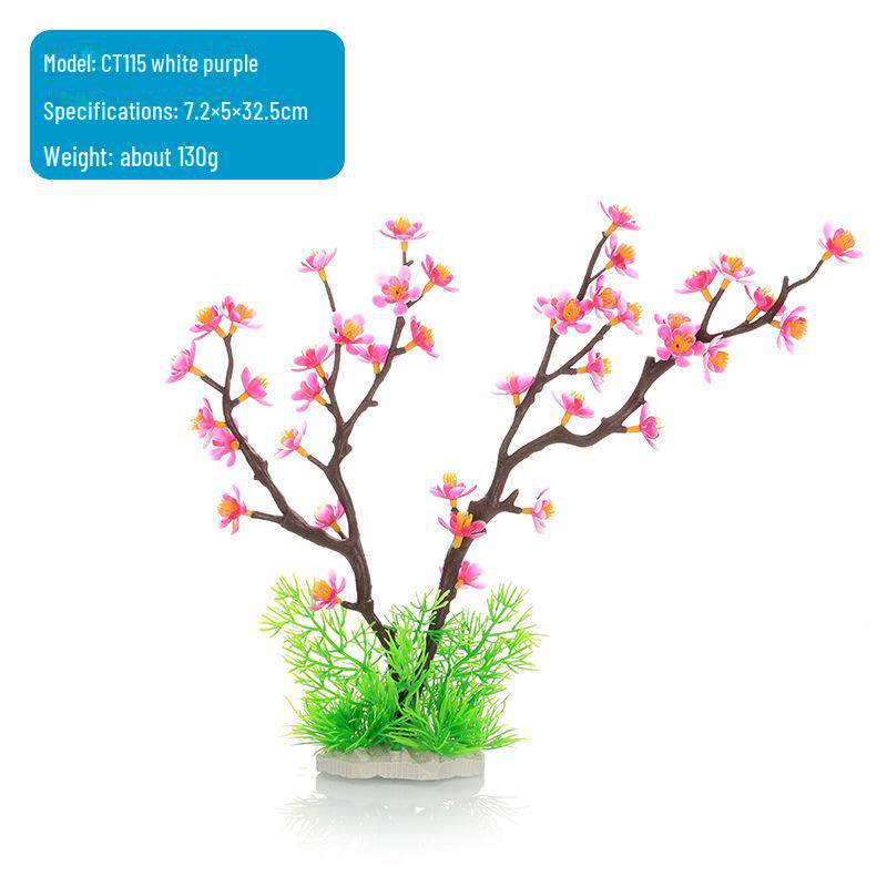 

Украшение для аквариума «Цветок сливы» — пластиковая водная трава серии CT115 белый/фиолетовый