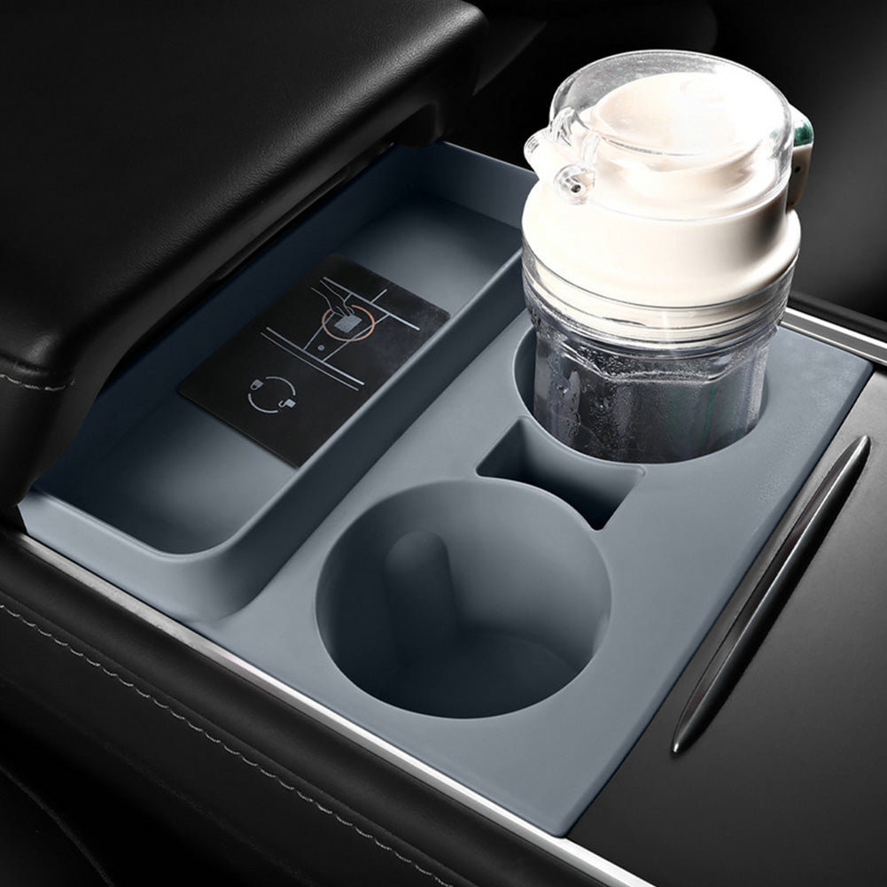 Car Center Console Water Cup Holder Insert Water Cup Holder Limiter 2-Hole Anti Slip Mat For Tesla Model 3/Y Accessories