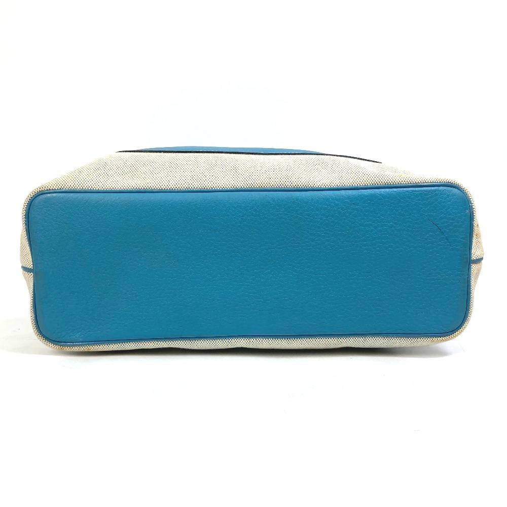 Hermes Shoulder Bag Jardine PM Tote Bag ToileH / Taurillon Clemence Blue/natural