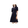 Fila Logo Casual Fashion Versatile Knitted Commuter Simple Mid-Length Mid-Waist Pullover V-Neck Short Sleeve Dress Women Dresses F11W331301FNV