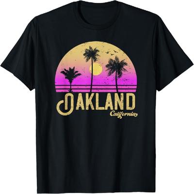 Oakland Kalifornien Retro Vintage Sonnenuntergang T-Shirt