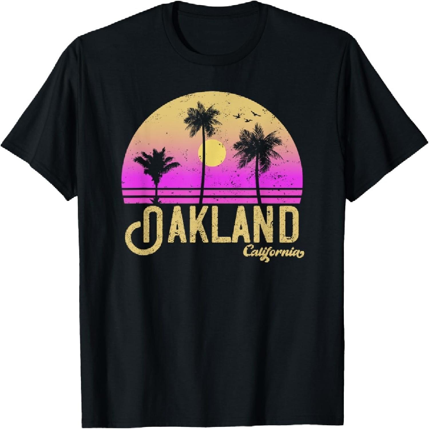 Oakland California Retro Vintage Sunset T-Shirt S