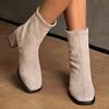 Fashion Aphixta Beige Flannel Upper Concise Women Ankle Boots 6.5cm High Heel Modern Boots Shoes Woman Boats botines para mujeres Size42