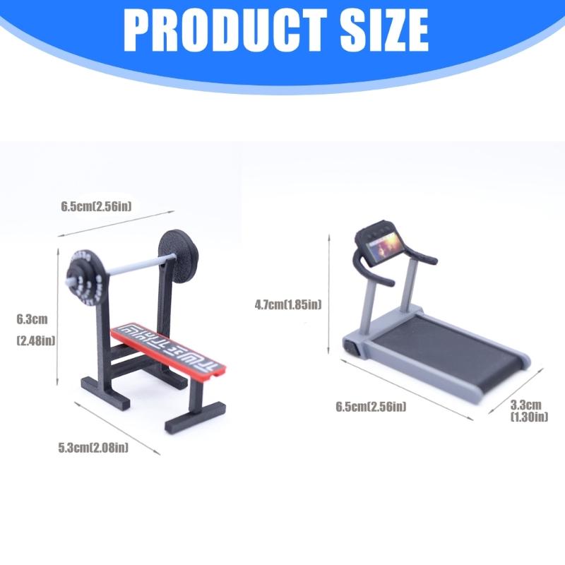 Tiny Fitness Workout Equipment For 1/12 Scale Doll House Plastic Safe Miniature Gym Accessories With Realistic Detail