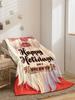 Cozy Flannel Christmas Throw Blanket with Soft Doublesided Velvet Comfortable Airconditioned Small Blanket for Home