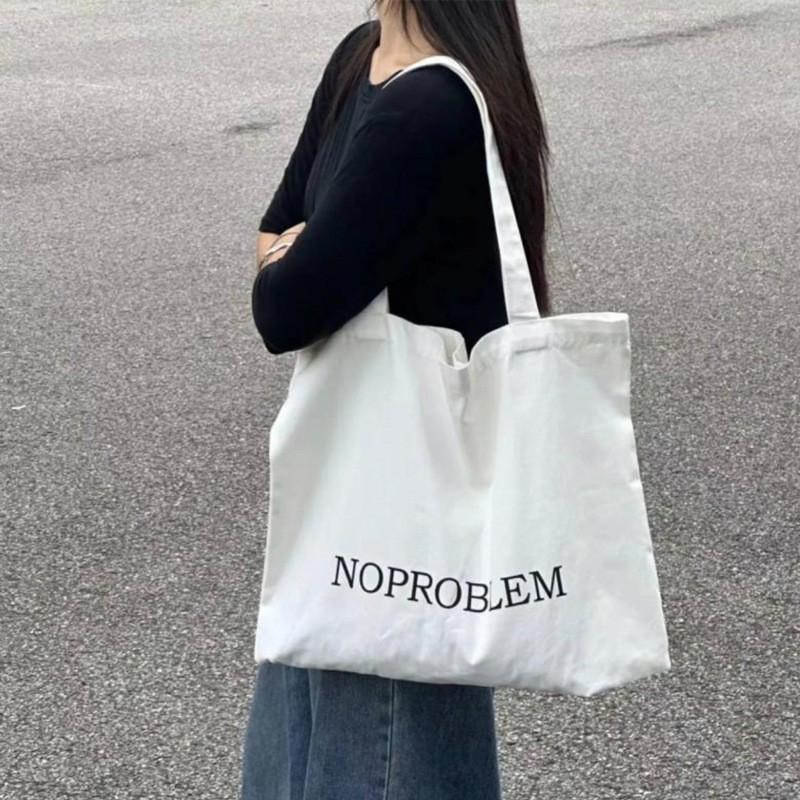 Simple English Canvas Bag NOPROBLEM All-match Large-capacity Environmentally Friendly Shoulder Open Art