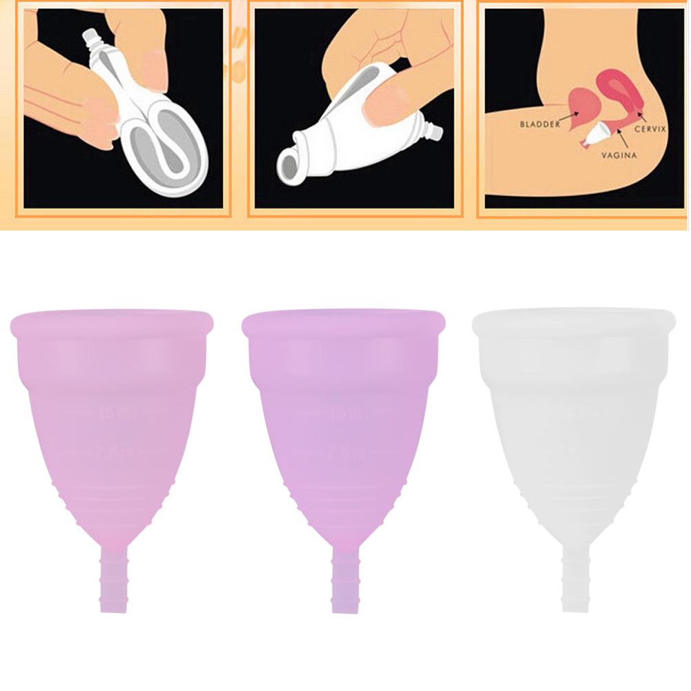 3Colors 2Sizes Reusable Silicone Female Leakproof Menstrual Cup Menstruation Health Care Tool