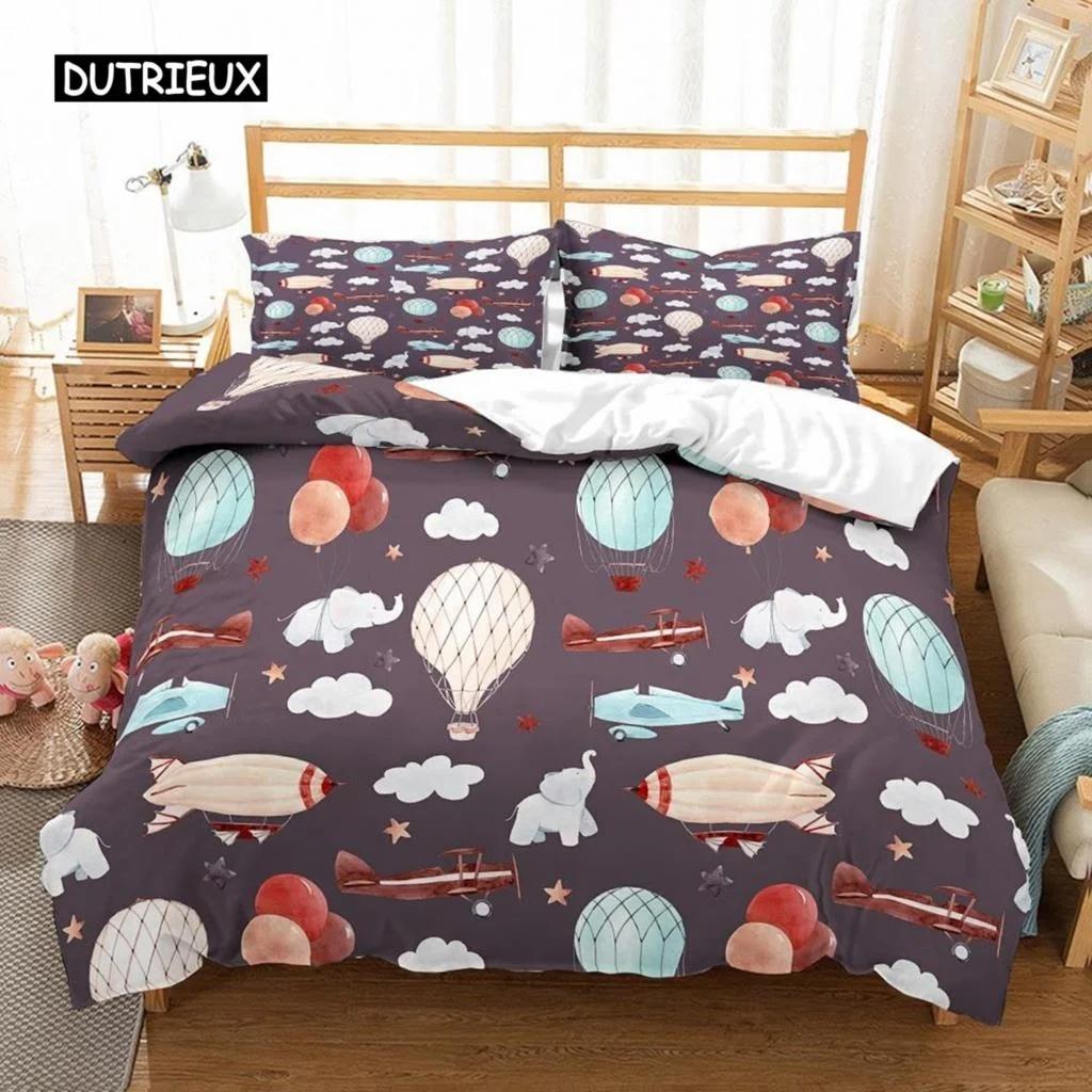 Air Balloon Duvet Cover Set Romantic Balloon Bedding Set Extreme Sports Games Comforter Cover Romantic Warm Trip Quilt Cover