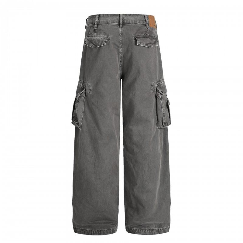 Unisex Vintage Washed Loose Fit Workwear Cargo Pants Men Women Casual Straight Leg Trousers