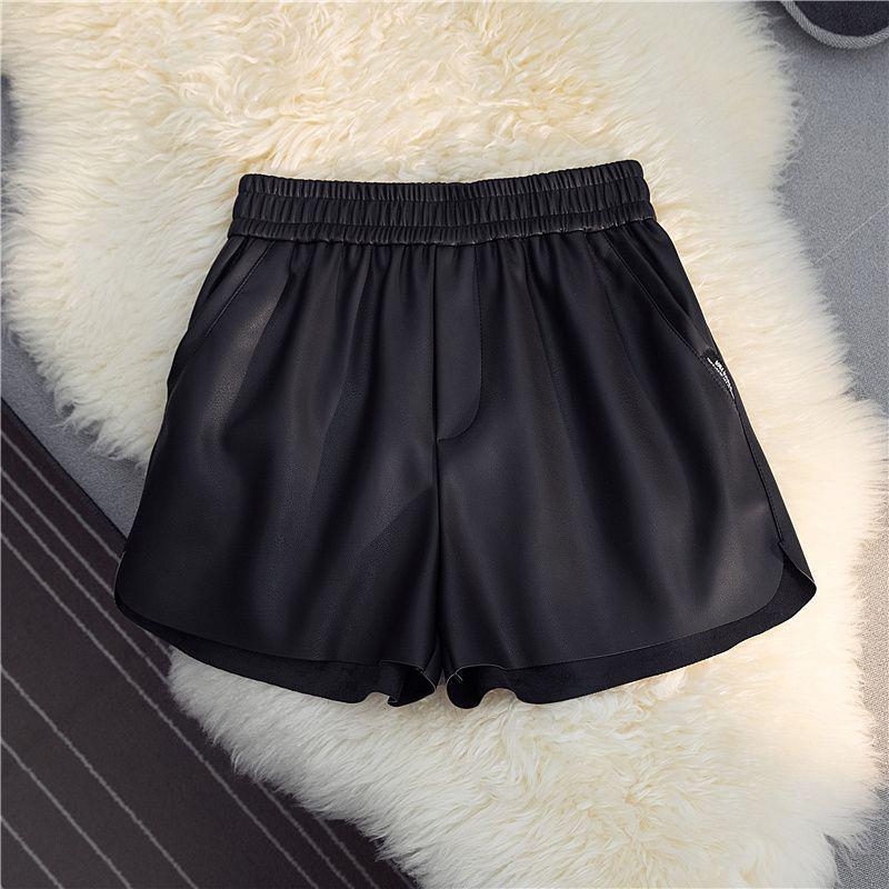 Women's High-Waisted PU Leather A-Line Bootcut Shorts, Plus Size, 2026 Autumn/Winter Fashion.