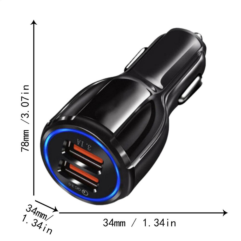 

Автомобільний зарядний пристрій з двома портами USB QC3.0 6A Halo Куля для боулінгу Розумний Портативний Міцний Вогнестійкий Зарядний адаптер для телефону