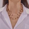 Qiong Yao French Retro Necklace with Natural Stone, Shell Beads, and Purple Crystal Titanium Steel