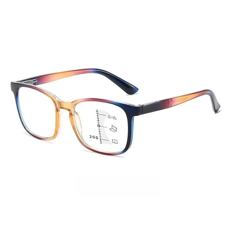 Neutral Classic Square Frame Multifocal Reading Glasses Anti Blue Light High Definition Presbyopia Glasses TO +4 0