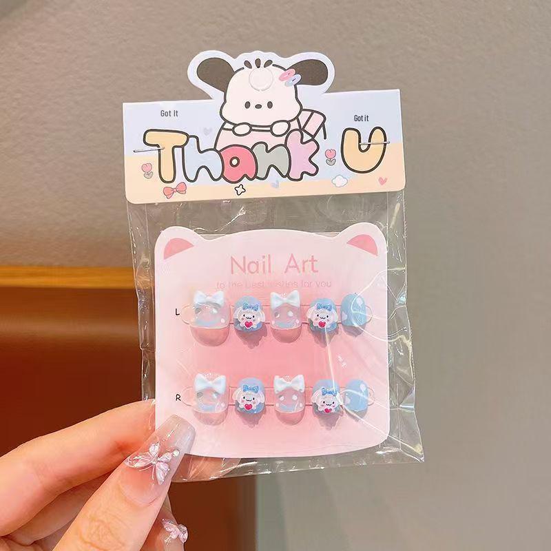 Cartoon Kids' Wearable Nail Tips - Cute Self-Adhesive Jelly Stickers for Girls