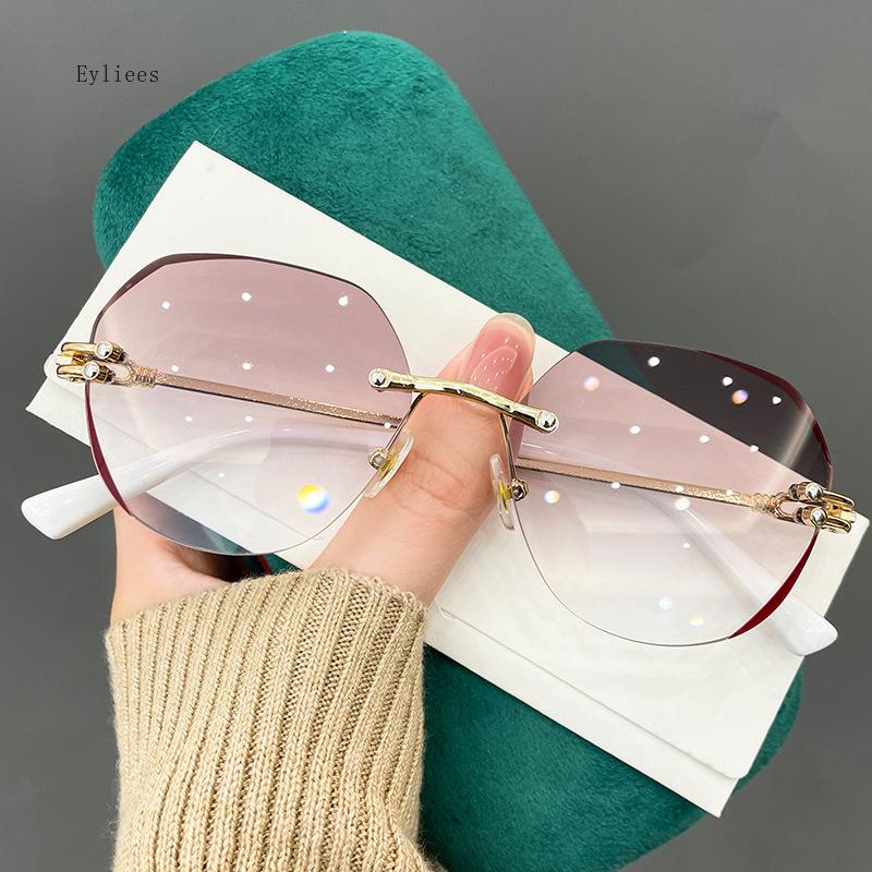 Round Reading Glasses For Women Presbyopia Rimless Metal Wrap Female Gradient Color Magnifier Anti-Blue Unisex Fashion glases