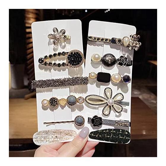 RICISUNG Hairpin [Set of 12] Hair Clip, Stylish, Hair Clip, Hair Pin, Pearl, Hair Accessory, Glitter Pin, Hair Accessory, Hair Ornament
