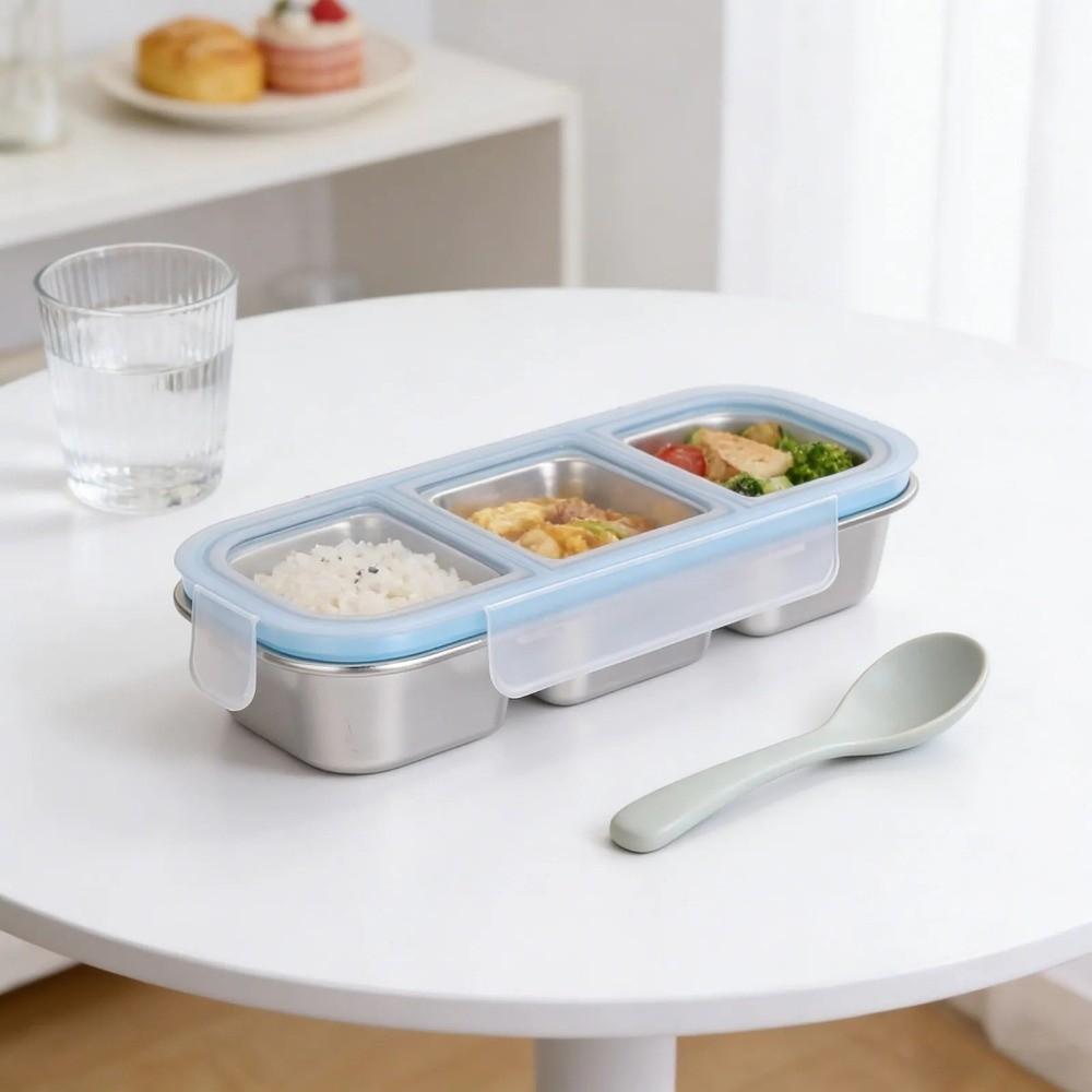 Leakproof Stainless Steel Lunch Box Reusable Fruit Food Fresh Box Seasoning Tray Camping