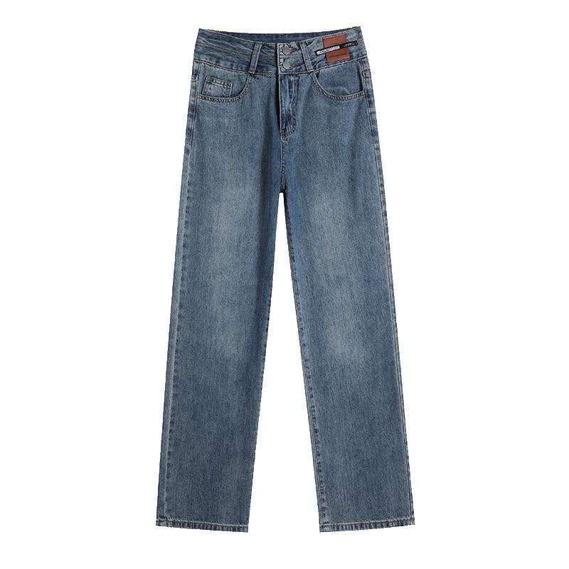 Toamna 2022, pantaloni de denim cu picioare largi, largi, casual, îmbrăcăminte de stradă, clasici, drepți, vintage, blugi, tendințe Harajuku, talie înaltă pentru femei