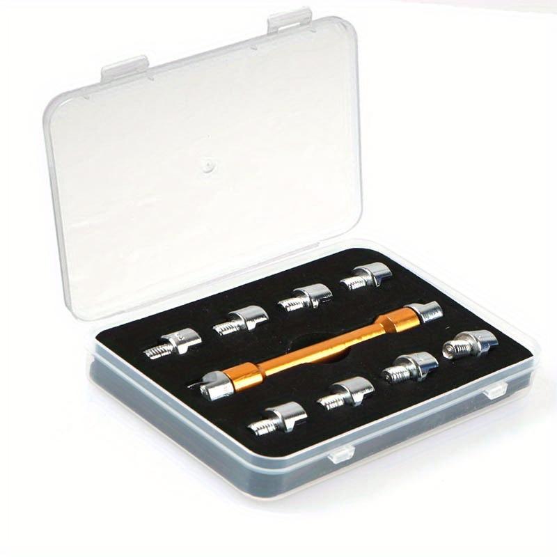 

Высокопроизводительный инструмент для ремонта спиц мотоцикла, квадроцикла, скутера, мотоцикла с ЧПУ, с 10 сменными наконечниками 5,0 ~ 6,8 жёлтый