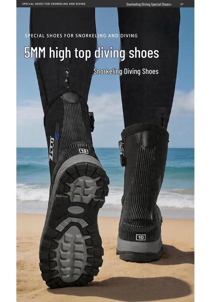 ZCCO 5mm Thickened Non-slip High-top Diving Boots for Snorkeling, Beach, and Fishing