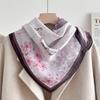 Chinese Camellia Red Cotton and Linen Feel Scarf Women's Small Square Scarf Spring, Autumn and Winter Thin Neck Multifunctional Scarf