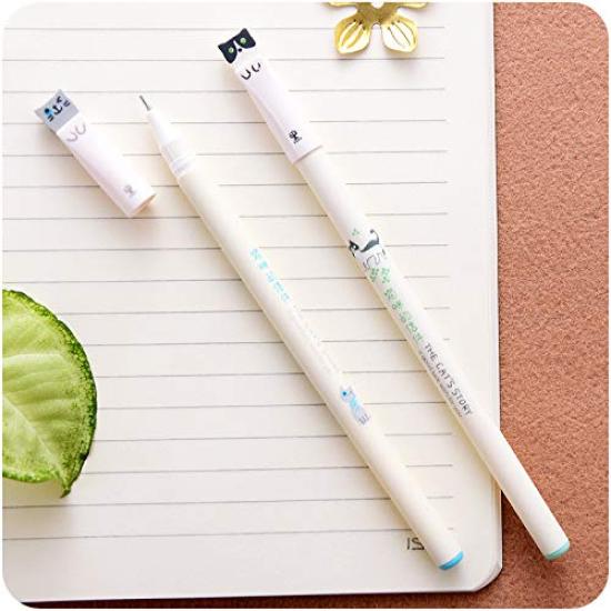 Sencoo Black Gel Ink Cute Cat Cute Student School Birthday Gifts for Boys and Girls 12-Pack Pens, Pens, 0.38mm, Gifts, Awards,