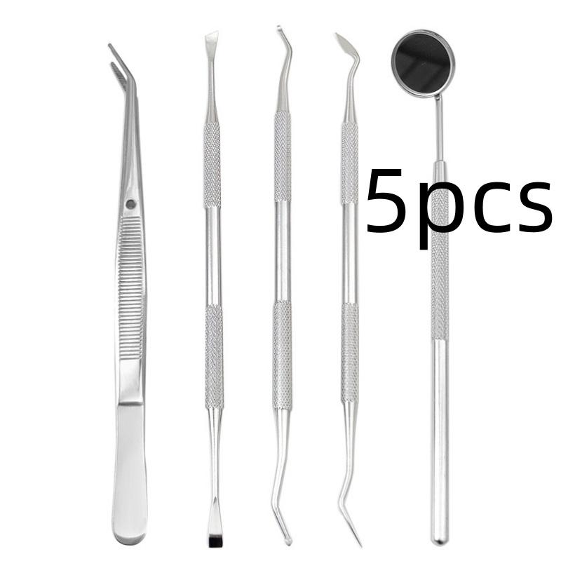 

5/6 шт. Стоматологічні інструменти з нержавіючої сталі Дзеркало для ротової порожнини Пінцет Скейлер Зонд Видалення зубного каменю Професійний набір для чищення зубів Догляд за ротовою порожниною