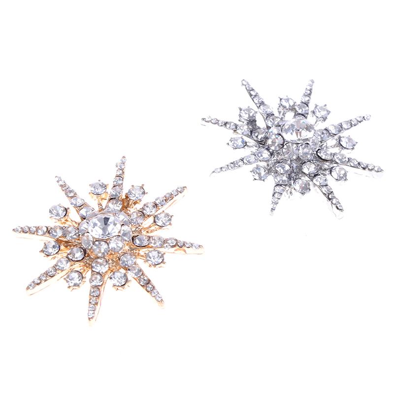 Wedding Silver Snowflake Diamante Brooch Rhinestone Crystal Broach Pin Xmas Gift