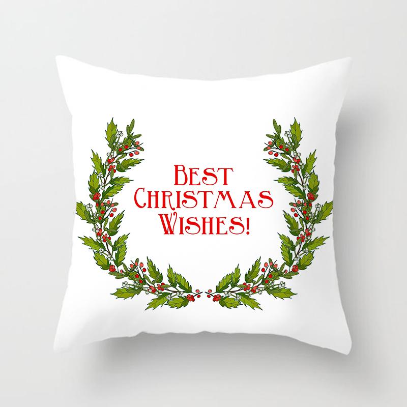Merry Christmas Printed White Putetrekk Christmas Style Putetrekk Hjem Sofa Dekor Putetrekk