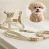 Pet Harness and Leash Set For Small Meduim Dogs Adjustable Cute Beige Puppy Harness Vest With Lead Outdoor Walking Pet Supplies