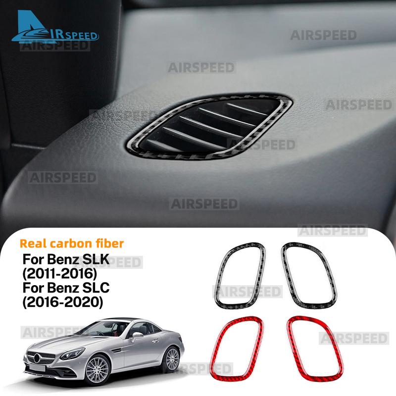 For Mercedes Benz SLK R172 2011-2016 SLC 2016- Car Dashboard Side Air Vents Panel Real Soft Carbon Fiber Trim Sticker