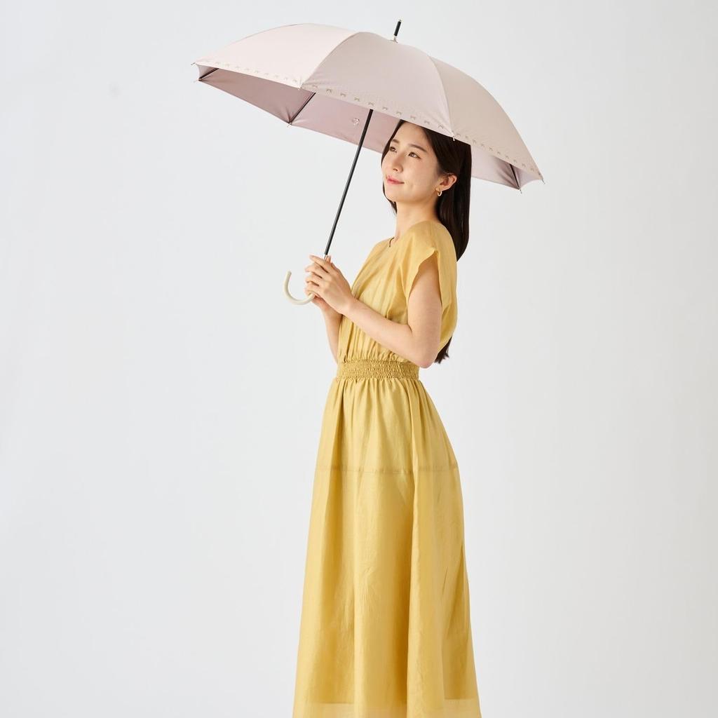 Moonbat Long Sun and Rain Light Heat UV Ribbon Dot Pink [Esta] Women's Parasol, Protection, Blocking, Blocking, Protection, Print, 31-230-30265-06,