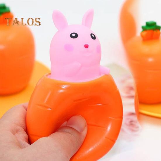 4Pcs Popping Rabbit Carrot Squeeze Toy Anxiety Stress Relief Bunny Radish Sensory Pinch Toy Kids Adults Vegetable Animal Fidget Toy