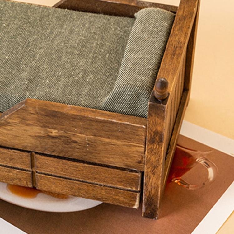 Modern Style 1:12 Scale Dollhouses Bedroom Furniture Set Wooden Toy Bed With Cotton Padded Pillow For Model Displays