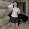 Japanese College Style Sweet Shirt Women New Long Sleeve Cute Design Lace Up Tunic Blouse Autumn Fashion Slim Button Up Clothing
