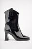 Women Modern Stylish Fashion Boots Boots Faux Leather Black Patent Leather Heeled Boots Square Toe