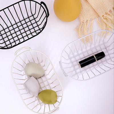 Multi-functional Iron Storage Basket with Handle Large Capacity Room Storage Box INS Style Snack Cosmetics Organizer