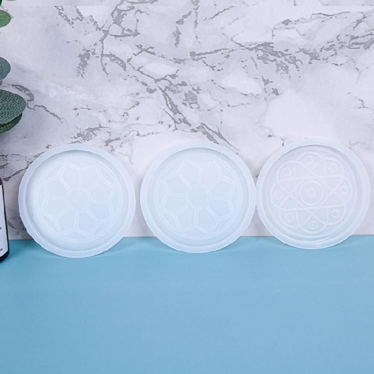 1/3Pcs Non-Stick Flower Pattern Coaster Resin Mold Cup Mat Epoxy Mold Home-Decor