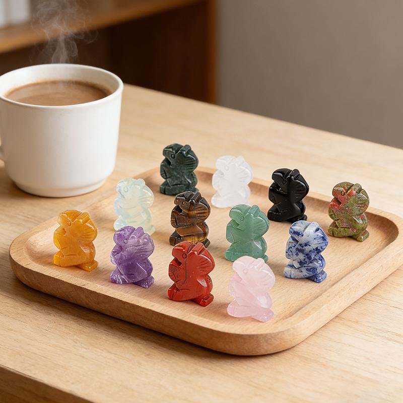 1Pc Natural Semi-Precious Stone Carved Mini Horse Figurine 25-27x17-19mm Polished Crystal Pony Statue For Home Decor Reiki Healing Craft Gift