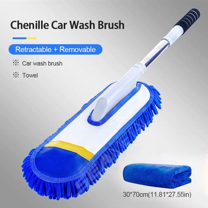 Scalable Car Washing Mop Long Handle Cleaning Brush Ultra-Soft Chenille Auto Dust Removal for Car Detailing Wash Tool