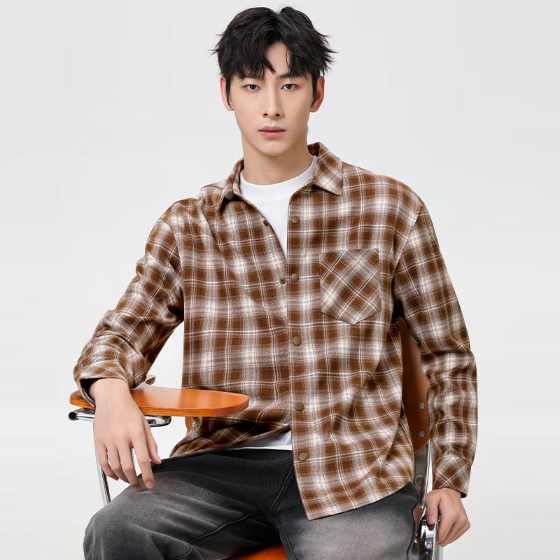 Mark Fairwhale Men's American Flannel Plaid Long Sleeve Shirt