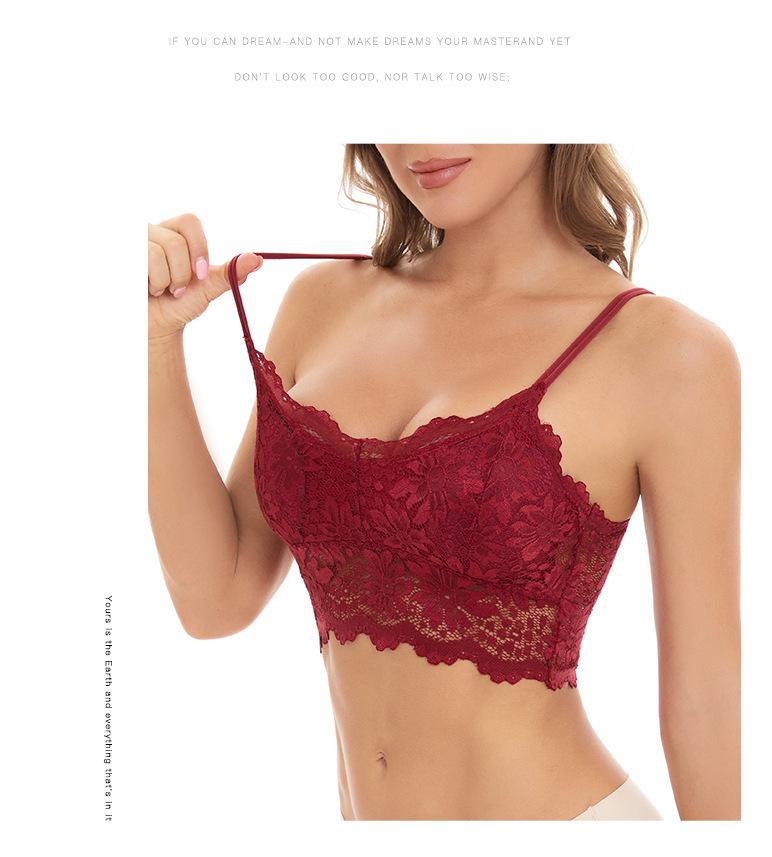 Plus Size Floral Lace Backless Strapless Sports Bra Camisole for Women - Anti-exposure Vest