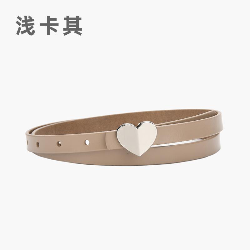 Leather Belt Women'S Thin Jeans With Decoration And Dress Pants Simple Style Heart-Shaped Belt