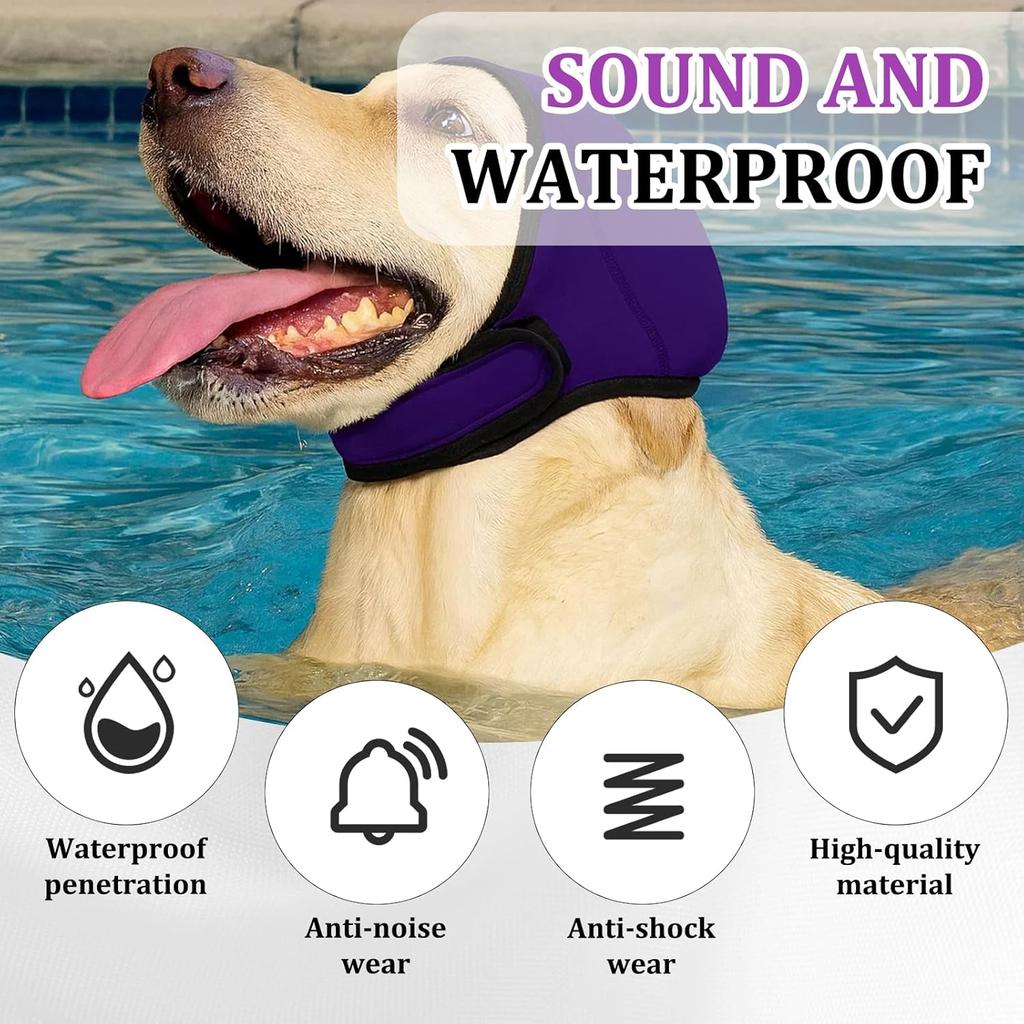 Dog Ear Muffs Noise Protection, Dog Ear Covers for Bath, Grooming, and Swimming, Comfortable Ear Protection for Dogs with Adjustable Fit, Purple,