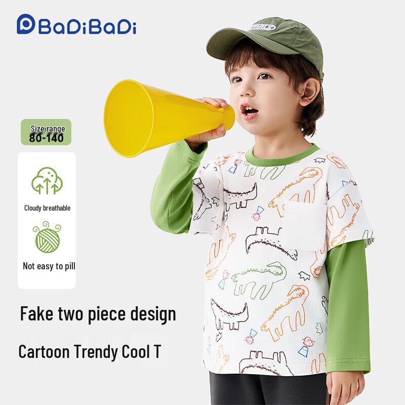 Badi Badi Baby Boy Cotton Faux Two-Piece Long Sleeve T-Shirt 100