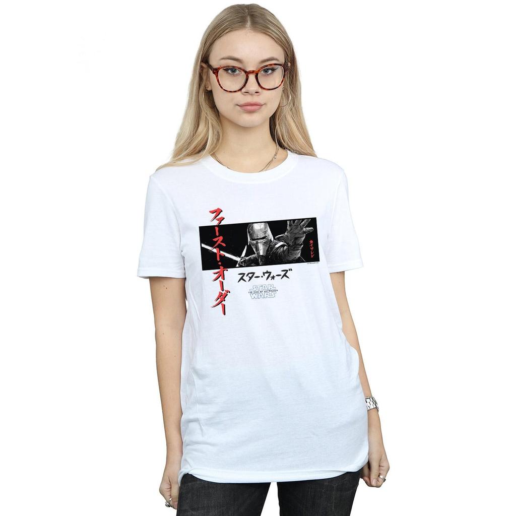 Star Wars The Rise Of Skywalker Womens/Ladies Kylo Ren Katakana Art Stripe Cotton Boyfriend T-Shirt