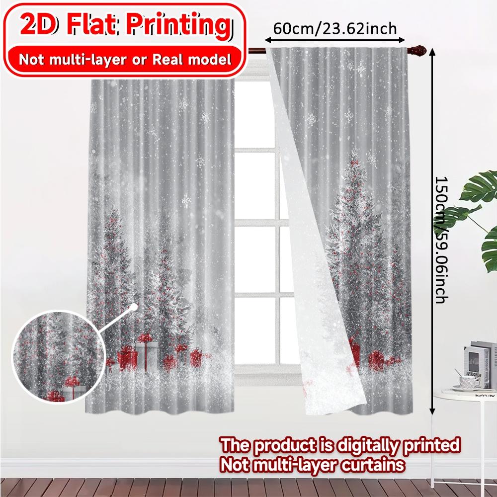 Modern Flat Printing Festive Forest Pattern Curtains Versatile Polyester Fabric Decorations Use Bedroom Set Of 2 Made Decor