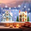 Christmas Double House Window Cling Removable Waterproof PVC Merry Christmas Winter Cabin Static Glass Sticker Holiday Party Decoration Decal